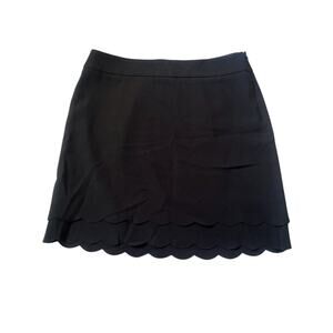 Ann Taylor LOFT Petites Black Tiered Scalloped Skirt Womens Size 10P